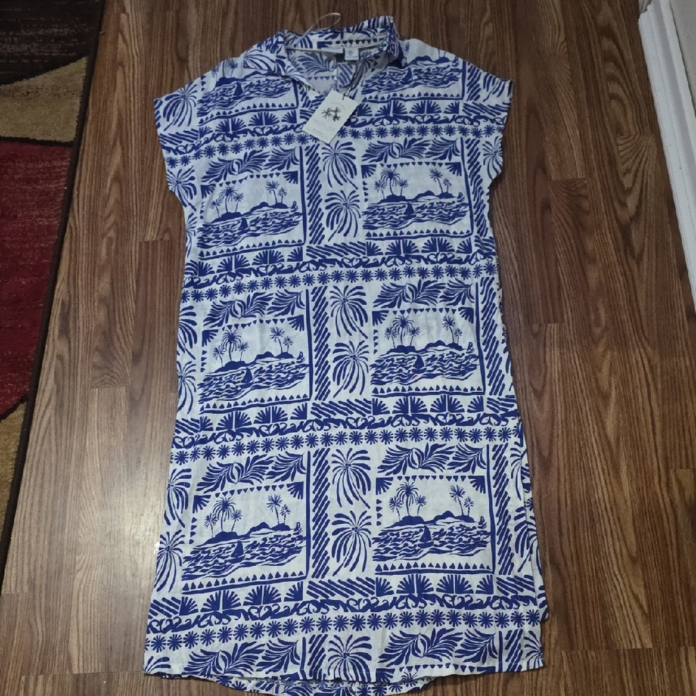 Rachel Zoe Blue and White Tropical Print Maxi Dress